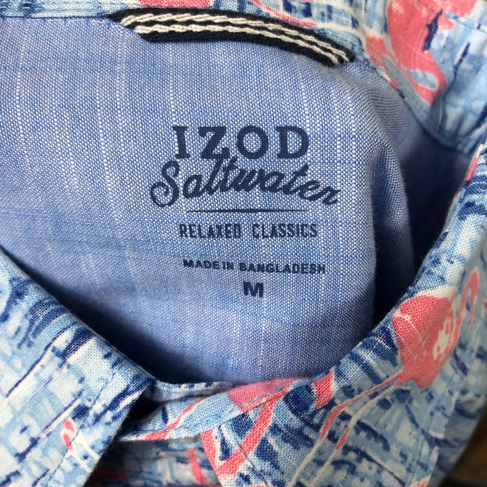 A4 - IZOD Flamingo Print Short-Sleeve Button-Down Shirt - M - Picture 8 of 8
